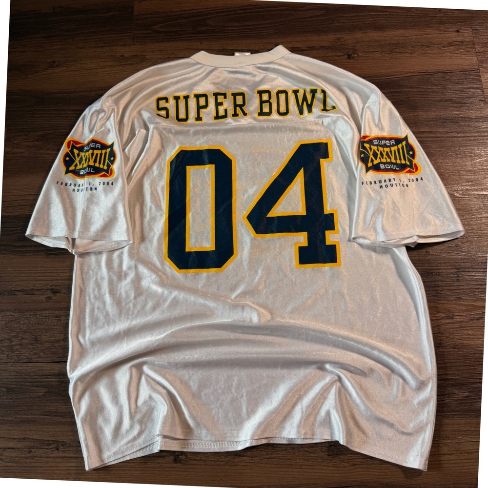 Super Bowl XXXVIII 2004 Football Jersey Houston XL NFL Silver‎ Graphic